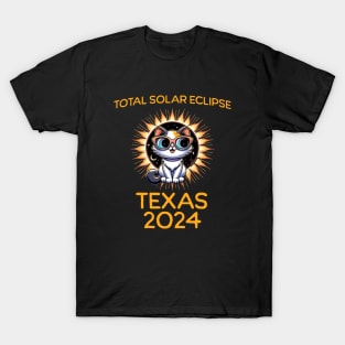 Funny Cat Sunglasses Total Solar Eclipse April 2024 Texas T-Shirt